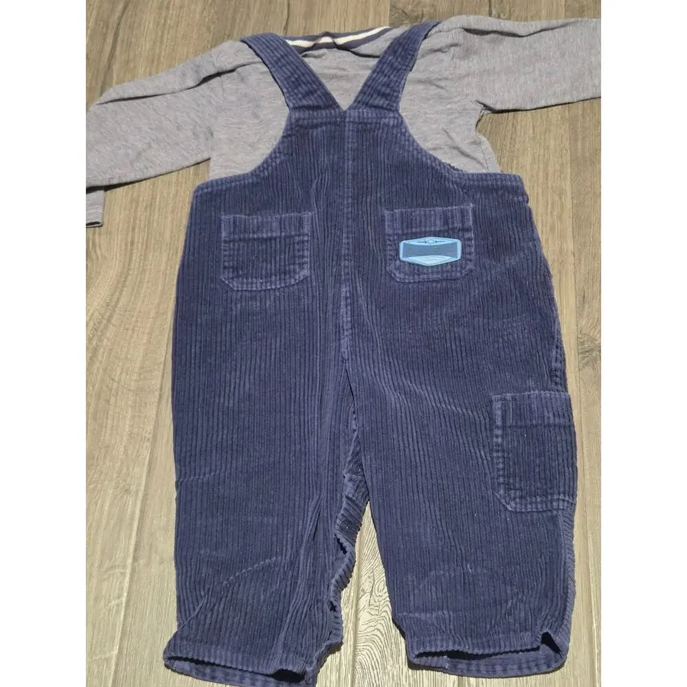 Vintage Y2K Winnie The Pooh & Tigger Baseketball Corduroy Overalls & Shirt 24M